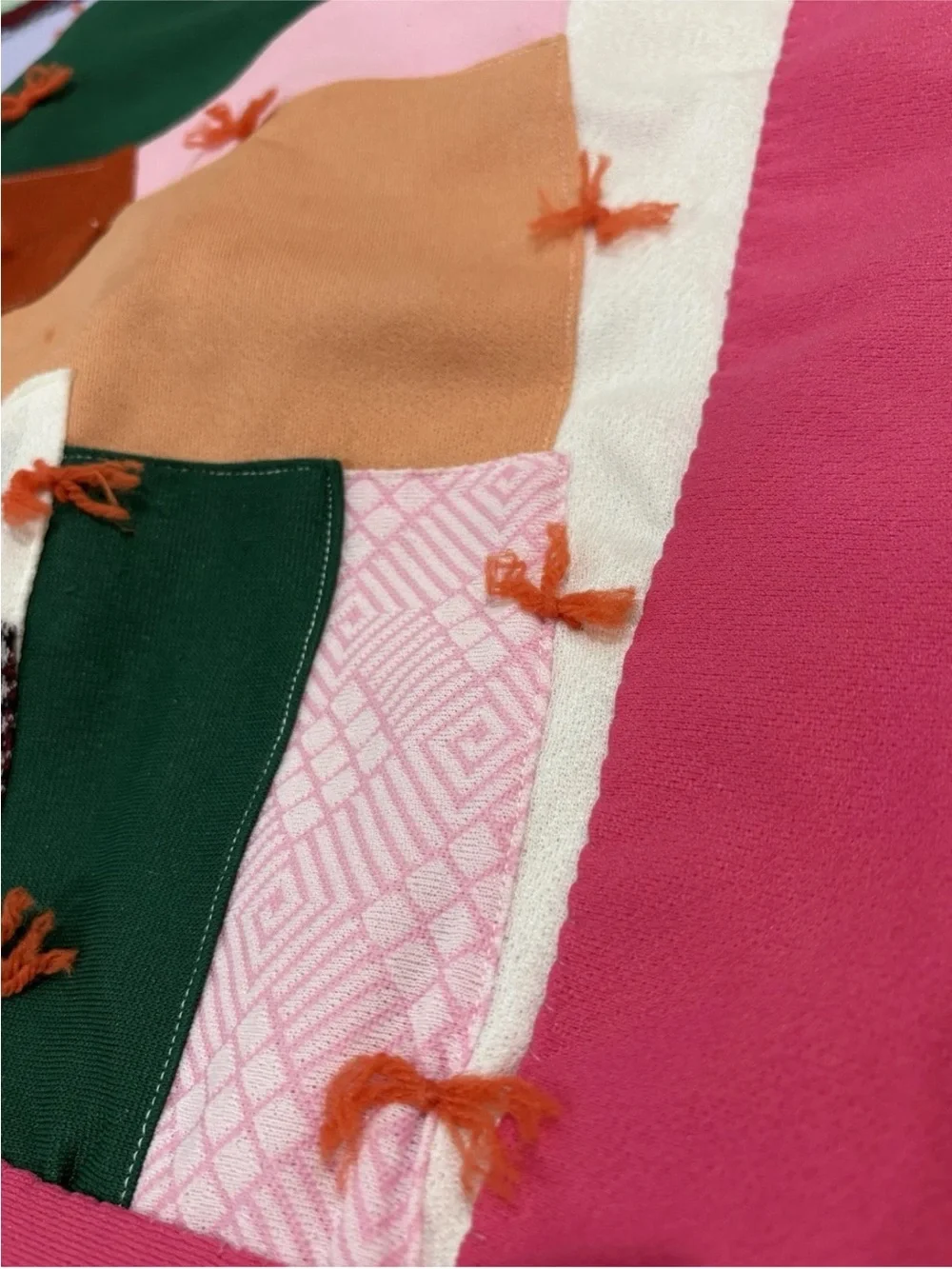Vintage Patchwork Scrap Crazy Quilt Handmade Hand Tied 1960s 88x57